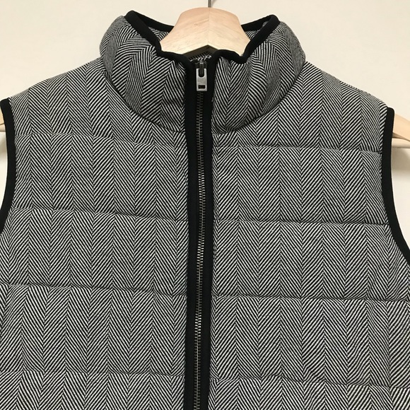 Puffer Vest black & white Herringbone NWT - Picture 2 of 4